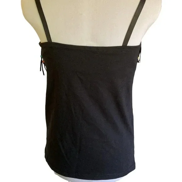 GLO Jeans Fringed Beaded Black Festival Top, Size XL (Junior),‎ w Padded Bra - Picture 4 of 7
